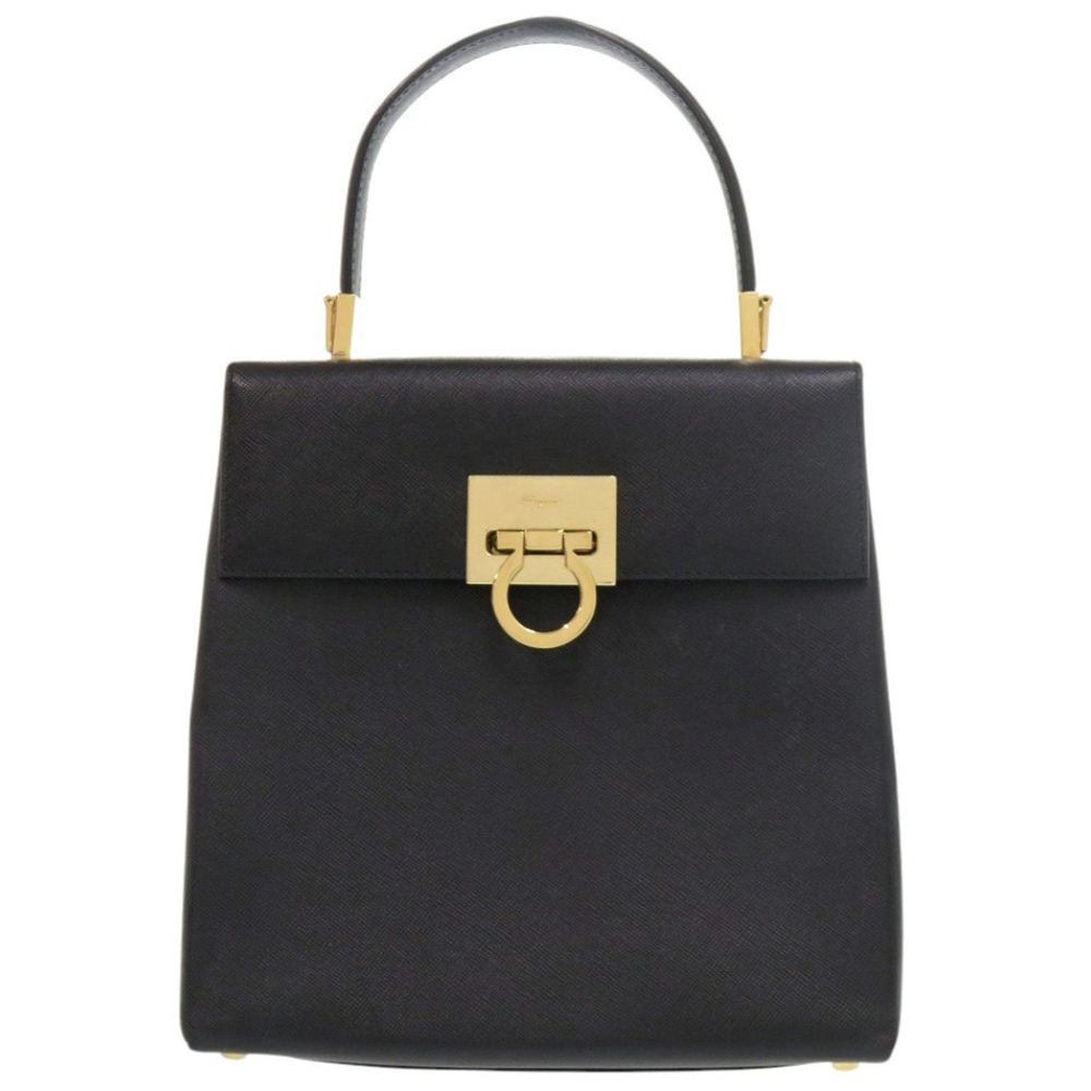 Salvatore Ferragamo Gancini AQ-21 0160 Leather Black Handbag 0050Salvatore